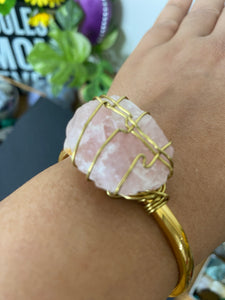 Rose Quartz Wire Wrapped Bangle