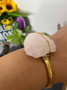 Rose Quartz Wire Wrapped Bangle