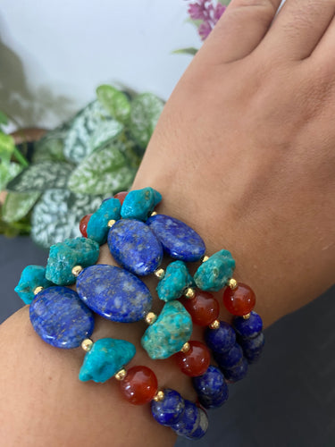 Lapis Lazuli, Turquoise & Carnelian Bracelet
