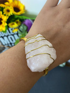 Rose Quartz Wire Wrapped Bangle