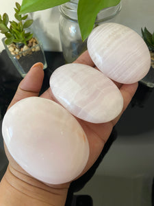 Pink Mangano Calcite Palm stone