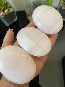 Pink Mangano Calcite Palm stone