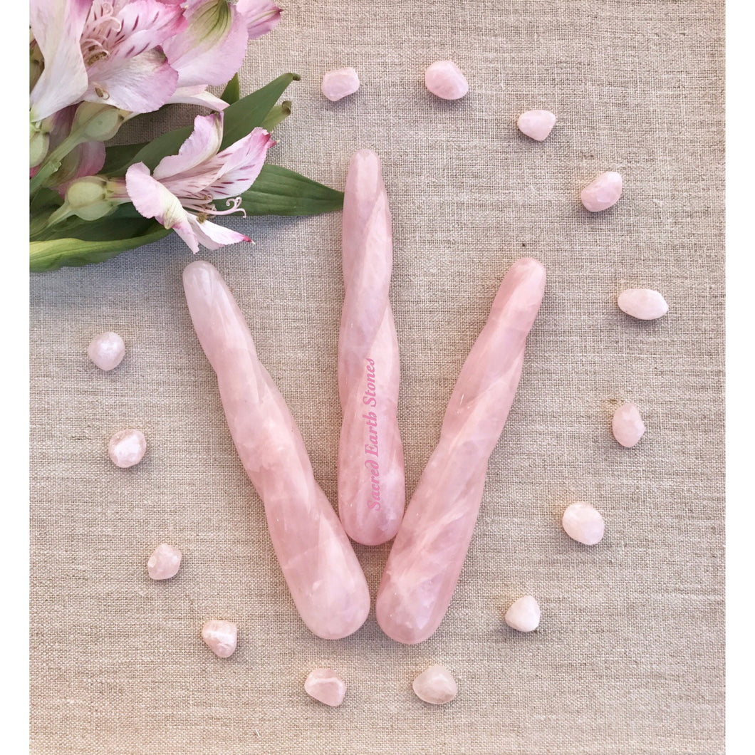 Rose Quartz MEDIUM Twisted Yoni / Pleasure Wand