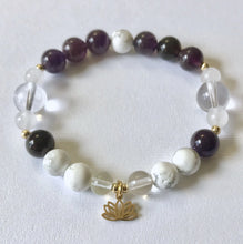 Load image into Gallery viewer, Crown Chakra Bracelet with Lotus Charm