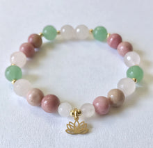 Load image into Gallery viewer, Heart Chakra Bracelet with Lotus Charm