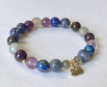 Load image into Gallery viewer, Third Eye Chakra Bracelet with Lotus Charm