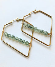 Load image into Gallery viewer, Prehnite Triangle Earrings