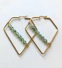Load image into Gallery viewer, Prehnite Triangle Earrings