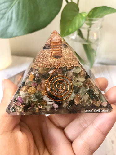 Rainbow Tourmaline Orgonite Pyramid