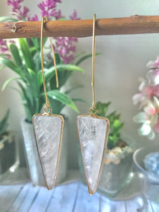 Crystal Quartz Minimalist Dangle Earrings