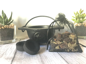 Cauldron with Frankincense & Myrrh - Starter Kit - Resin, Charcoal & Cauldron