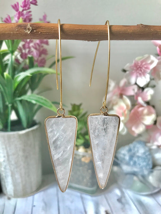 Crystal Quartz Minimalist Dangle Earrings