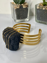 Load image into Gallery viewer, Wire Wrapped Large Black Tourmaline on Gold Cuff Bangle - “I Am Protected”
