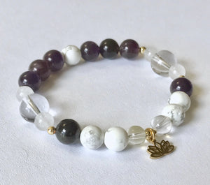Crown Chakra Bracelet with Lotus Charm