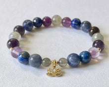 Load image into Gallery viewer, Third Eye Chakra Bracelet with Lotus Charm